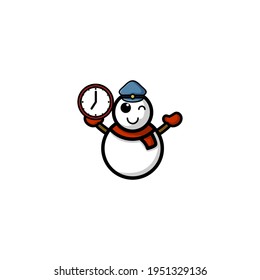 Cute Cute Snow Man Kawaii Cartoon Character Vector Illustration Design. Outline, Cute, Funny Style. Recomended For Children Book, Cover Book, And Other.