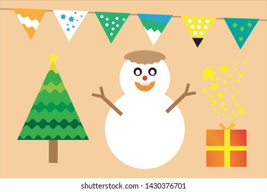 Cute Snow Man vector illustrarion.