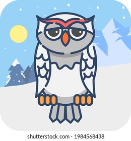 Cute snow owl illustration. Winter is coming