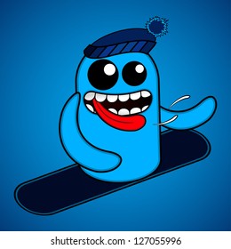 Cute Snowboarding Figure/Character | EPS 10 Vector