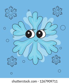 Cute snowflake cartoon character