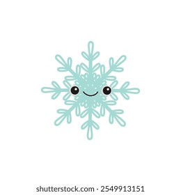 Carácter lindo del copo de nieve con la cara sonriente Navidades felices