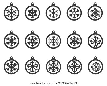 Colección de copos de nieve finos aislados en fondo blanco. 