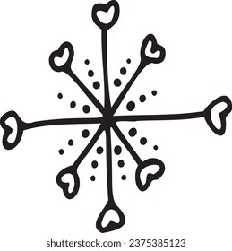 Cute snowflake doodle clipart.Vector illustration in trendy doodle style isolated on white background. New Year and Christmas symbols for decoration. Exclusive design elements, badge, icon, handmade.
