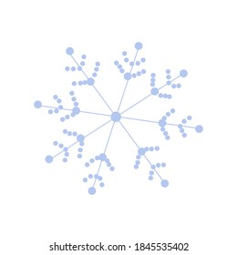 Cute snowflake icon. New Year or Christmas snowflake. Simple flat blue illustration isolated on white background.