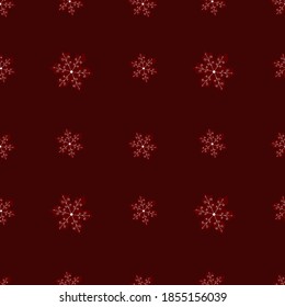 Ilustración de copo de nieve sin fisuras con fondo rojo.Ideal para tela, textil, papel envolvente, scrapbooking, patrón para niños.