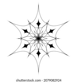 Cute snowflake  isolated on white background. Flat snow icon, snow flake silhouette. Nice element for christmas banner, cards. New year ornament. Organic and geometric snowflake.