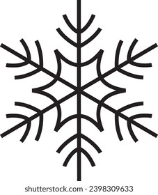 Cute snowflake isolated on white background. Flat snow icons, silhouette. Nice element for Christmas banner, cards. New year ornament