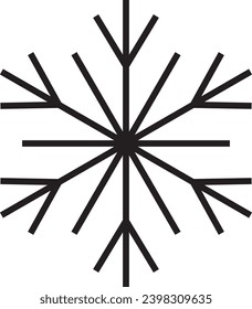 Cute snowflake isolated on white background. Flat snow icons, silhouette. Nice element for Christmas banner, cards. New year ornament