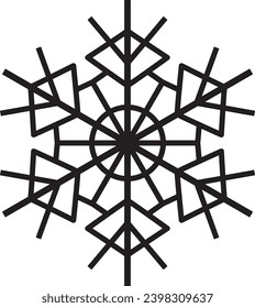 Cute snowflake isolated on white background. Flat snow icons, silhouette. Nice element for Christmas banner, cards. New year ornament
