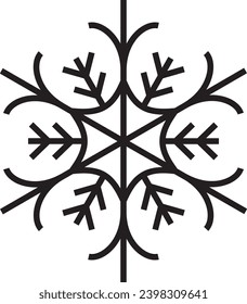 Cute snowflake isolated on white background. Flat snow icons, silhouette. Nice element for Christmas banner, cards. New year ornament