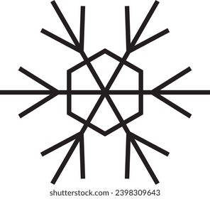 Cute snowflake isolated on white background. Flat snow icons, silhouette. Nice element for Christmas banner, cards. New year ornament