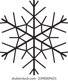 Cute snowflake isolated on white background. Flat snow icons, silhouette. Nice element for Christmas banner, cards. New year ornament
