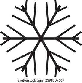 Cute snowflake isolated on white background. Flat snow icons, silhouette. Nice element for Christmas banner, cards. New year ornament
