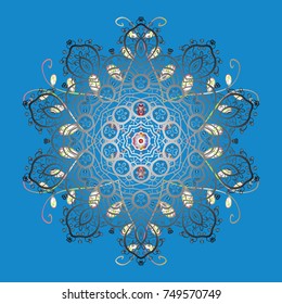 Cute snowflake on blue, gray and neutral colors. Abstract wallpaper, wrapping decoration. Snowflake simple. Symbol of winter, Merry Christmas holiday, Happy New Year celebration Vector illustration.
