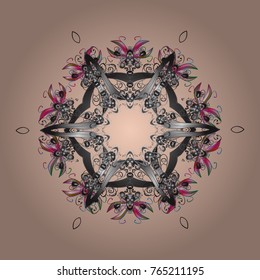 Cute snowflake on neutral, gray and pink colors. Symbol of winter, Merry Christmas holiday, Happy New Year celebration Vector illustration. Abstract wallpaper, wrapping decoration. Snowflake simple.
