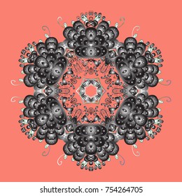 Cute snowflake on pink, gray and brown colors. Symbol of winter, Merry Christmas holiday, Happy New Year celebration Vector illustration. Abstract wallpaper, wrapping decoration. Snowflake simple.
