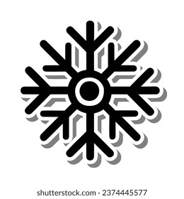 Cute Snowflake on white silhouette and gray shadow. Vector illustration about Winter.