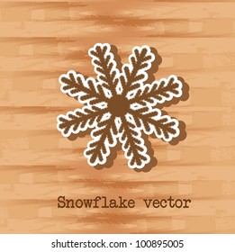 cute snowflake over wooden background. vector illustration