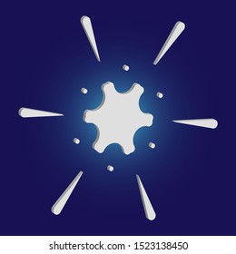 Cute snowflake with shadow on blue background. Abstract concept with expressive forms and colors. Vector illustration 