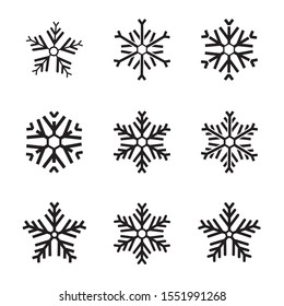 Cute snowflakes collection isolated on white background. Nice element for Christmas banner, cards. New year ornament. Vector illustration 
