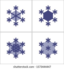 Cute snowflakes collection isolated on white background. Nice element flat snow icons, silhouette.