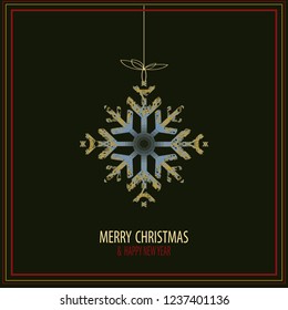 Cute snowflakes isolated lat snow icons, silhouette. Nice element for Christmas banner, cards. New year ornament.