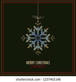 Cute snowflakes isolated lat snow icons, silhouette. Nice element for Christmas banner, cards. New year ornament.