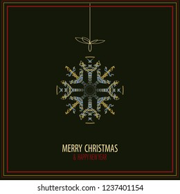 Cute snowflakes isolated lat snow icons, silhouette. Nice element for Christmas banner, cards. New year ornament.