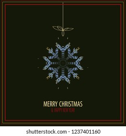 Cute snowflakes isolated lat snow icons, silhouette. Nice element for Christmas banner, cards. New year ornament.