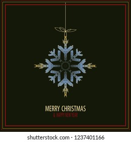 Cute snowflakes isolated lat snow icons, silhouette. Nice element for Christmas banner, cards. New year ornament.