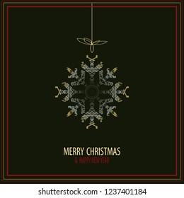 Cute snowflakes isolated lat snow icons, silhouette. Nice element for Christmas banner, cards. New year ornament.