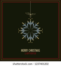 Cute snowflakes isolated lat snow icons, silhouette. Nice element for Christmas banner, cards. New year ornament.