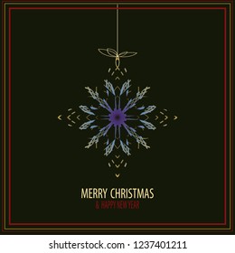 Cute snowflakes isolated lat snow icons, silhouette. Nice element for Christmas banner, cards. New year ornament.