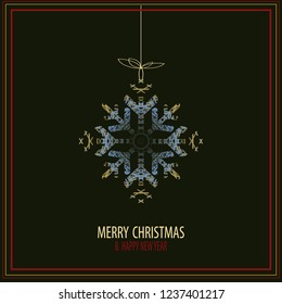 Cute snowflakes isolated lat snow icons, silhouette. Nice element for Christmas banner, cards. New year ornament.