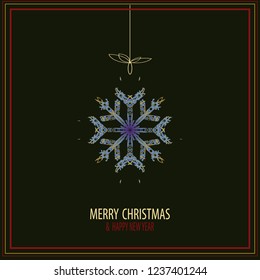 Cute snowflakes isolated lat snow icons, silhouette. Nice element for Christmas banner, cards. New year ornament.
