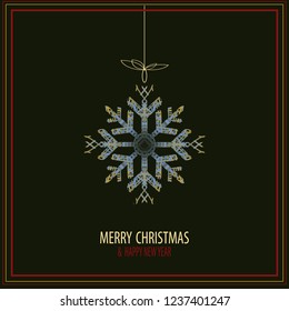 Cute snowflakes isolated lat snow icons, silhouette. Nice element for Christmas banner, cards. New year ornament.
