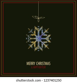 Cute snowflakes isolated lat snow icons, silhouette. Nice element for Christmas banner, cards. New year ornament.