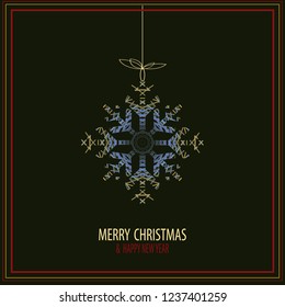 Cute snowflakes isolated lat snow icons, silhouette. Nice element for Christmas banner, cards. New year ornament.