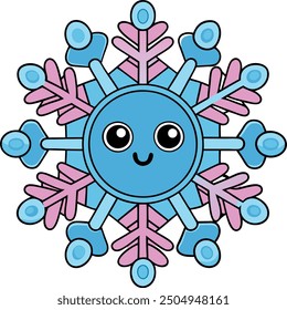Niedliche Schneeflocken Fröhliche Weihnachten Vektor Cartoon Illustration