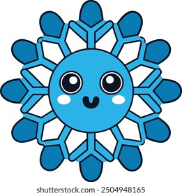 Cute  Snowflakes Merry Christmas Vector Cartoon Illustration