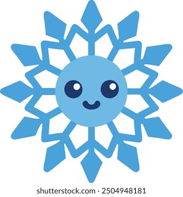 Cute  Snowflakes Merry Christmas Vector Cartoon Illustration