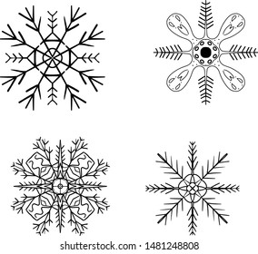 Cute snowflakes in modern scandinavian style in vector. Absctract nordic geometric design for winter decoration interior, print posters, greating card, bussines banner, wrapping.