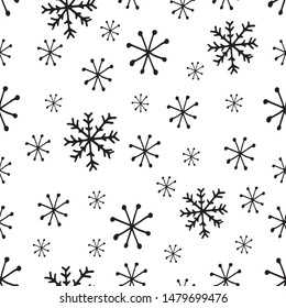 Cute snowflakes pattern in modern scandinavian style in vector. Absctract nordic geometric design for winter decoration interior, print posters, greating card, bussines banner, wrapping.