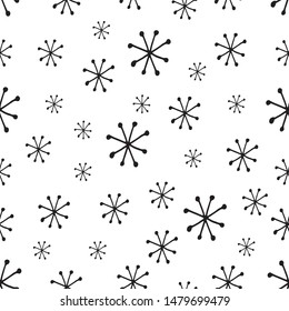 Cute snowflakes pattern in modern scandinavian style in vector. Absctract nordic geometric design for winter decoration interior, print posters, greating card, bussines banner, wrapping.