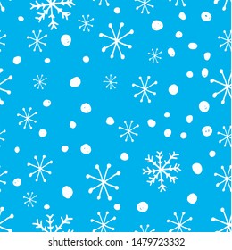 Cute snowflakes pattern in modern scandinavian style in vector. Absctract nordic geometric design for winter decoration interior, print posters, greating card, bussines banner, wrapping.
