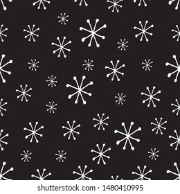 Cute snowflakes pattern in modern scandinavian style in vector. Absctract nordic geometric design for winter decoration interior, print posters, greating card, bussines banner, wrapping.