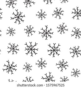 Cute snowflakes pattern in modern scandinavian style in vector. Absctract nordic geometric design for winter decoration interior, print posters, greating card, bussines banner, wrapping. 