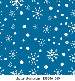 Cute snowflakes pattern in trendy color 2020 year in vector. Absctract nordic geometric design for winter decoration interior, print posters, greating card, bussines banner, wrapping.