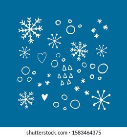 Cute snowflakes pattern in trendy color 2020 year in vector. Absctract nordic geometric design for winter decoration interior, print posters, greating card, bussines banner, wrapping.